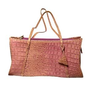 NWOT Deborah Lewis Faux Croc Snake Pink Shoulder Handbag